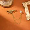 ¡Guau!Corona Retro Europea y Americana Cadena de Borla Moda Ropa Formal Lujo Ligero Gama Alta Accesorio de Pedrería Broche