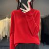 Suéter de lana de primera línea para mujer, suéter sin costuras con cuello de pila, nuevo suéter de punto ajustado que combina con todo, otoño e invierno.