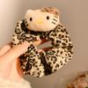 Anillo para el cabello con diseño de leopardo y gatito de principios de otoño, linda caricatura de gato KT, cuerda para la cabeza, coleta de corazón para niña, banda de goma, accesorios para el cabello