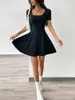 Vestido Elegante Slimming Casual Cruzado Europeu e Americano Novo Verão 2025