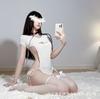 Lingerie Renda Tricô Malha Suéter Uniforme Tentação Decote Baixo V Profundo Body 1007 Tema Gravidade Doce