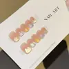 QianfanGatito FloridoOjo de Gato Pintado a Mano Uñas Portables, Pegatinas de Uñas Artísticas Puramente Hechas a Mano, Uñas Postizas Cortas