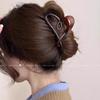 Elegante horquilla para el pelo con forma de corazón en negro mate, grande, para mujer, estilo tocado con pinza de tiburón, 2024