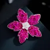 Diseño Original, Lujo Ligero y Sensación de Alta Gama, Broche de Flor Tricolor, Aleación de Cobre Incrustada con Circonita, Accesorio para Saco de Traje, Pin para Mujer