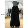 Jeans Wide Leg Versão A Preto Feminino Primavera e Verão Novo para Meninas Cheinhas Plus Size Emagrecimento Solto Tipo Pera Calças Retas