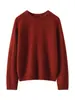 Nueva camiseta base de cachemira para mujer, jersey de cuello redondo, suéter de seda de morera, color liso, simple, cómodo, tejido versátil