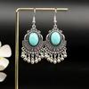 Nuevos pendientes bohemios con borlas de turquesa retro transfronterizas, ligeros, de lujo, personalizados, de estilo étnico para mujer, al por mayor