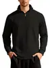 Moletom Masculino em Tricô Waffle Comércio Exterior Novo Estilo Meio Zíper Cor Sólida Manga Longa Gola Alta Casual Europeu Americano Top Jacquard