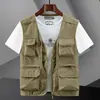Chaleco Nuevo para Exteriores con Múltiples Bolsillos para Hombre, Chaleco de Corte Holgado para Senderismo y Fotografía, Chaleco de Verano de Secado Rápido, Ropa de Trabajo Casual para Hombre