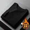 Camiseta base térmica de fleece dupla face para homens, para usar na fronteira, roupa íntima de inverno, corte justo, tamanhos grandes, camisa de outono quente de manga comprida, camiseta com forro de fleece