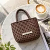 Bolsa de mão de rattan trançado versátil de verão Kit de material DIY, bolsa cesta, bolsa aberta elegante casual para o dia a dia
