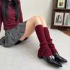 Otoño e Invierno Lana Tejida Lana Cubrepiernas Apilado Calcetines Divididos con Botón Lateral Estilo Coreano Puerta Este Calcetines Rectos Holgados