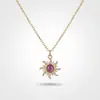 Colar Estilo Novo Europeu e Americano Sunburst, Pingente de Estrela de Oito Pontas Diamantada Personalizado Retrô, Brincos de Corrente para Clavícula