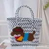 Perro de Dibujos Animados Bolso Tejido Colorido Bolsa de Regalo Souvenir Bolso de Mano Versátil para el Viaje Diario Bolsa de Picnic