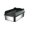 Bandeja para Gatos de Acero Inoxidable Extra Grande Amazon con Gran Capacidad, Borde Alto para Evitar que la Arena se Saque y Salpique, Inodoro para Gatos Semicerrado