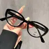 2024 nuevo marco de gafas ojo de gato color castaño lente plana para miopía color liso artefacto marco de moda