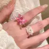 Anillo Flor Violeta Niña Principios de Primavera 2025 Nuevo Anillo Coreano para Dedo Anillo Elástico de Perlas Novia Anillo Apilable