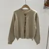 Suéter de Punto Nuevo para Otoño e Invierno con Botones de Colores Estilo Holgado Perezoso Versátil Elegante Adelgazante Cuello Corazón Suéter Pulóver para Mujer