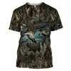 Estación independiente comercio electrónico transfronterizo camiseta para hombre patrón de selva bosque impresión 3D cuello redondo jersey exterior rama fabricantes