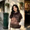 Chaleco de Punto Patchwork de Algodón Nuevo Otoño/Invierno 2026 para Mujer, Corto, Holgado, con Cuello Alto, Diseño con Sentido, Chaleco Capa, Ropa de Abrigo