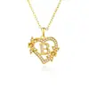 26 Collares con Letras Inglesas para Mujer, Colgante de Flor en Forma de Corazón con Diamantes, Cadena para Clavícula de Diseño Único, Accesorio Versátil de Lujo Ligero