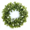 1PC Coroa de Buxo Artificial Verde para Primavera e Verão Guirlanda Luxuosa de Buxo Falso para Porta da Frente, Casa, Casamento, Pátio, Decoração Interna e Externa, Coroa Sazonal Realista para Pendurar na Porta, Varanda, Vitrine, Decoração de Jardim