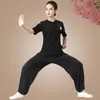 Traje de Tai Chi Primavera e Outono Novo Estilo Chinês Conjunto Rima Antiga China Meia-Idade e Idosos Roupas de Prática de Dança de Verão Algodão Puro