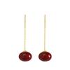 Ancora Red Acacia Bean Steamed Bread Pearl Ear Line Advanced Sense S925 Brincos de borla de agulha de prata Brincos