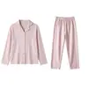 Conjunto básico simples de casa para mulheres, outono e inverno, macio e quente, conjunto de cardigã com gola abotoada, adequado como peça externa, pijama de cor sólida