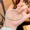 Pulsera de Pie con Patrón de Hierba Enrollada Chapada en Oro Plata 9999 para Mujer Flor de Ciruelo Pintada en Oro Sólida Tallada a Mano Estilo Nacional Nicho Regalo