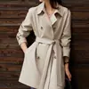 Elegante gabardina de doble botonadura, abrigo de longitud media para mujer para primavera y otoño, nueva moda femenina otoño 2026