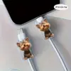Set de 2 piezas planas de acrílico 2D de lindos protectores para cable de datos de Yorkshire Terrier, aptos para cables Tipo-C/de carga