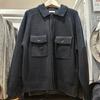 Jaqueta de Malha Macia Estilo Japonês Outono/Inverno 2024 Unissex com Gola Reversível Manga Longa Outerwear Top Y471847