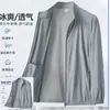 Chaqueta de protección solar de seda de hielo, nuevo modelo 2025 para hombre, corte holgado, talla grande, cuello alto, abrigo casual, secado rápido, fino, ropa de protección solar para primavera/verano