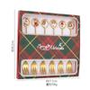 Cuchara de acero inoxidable navideña transfronteriza, juego creativo y lindo de cuchara de café para postre, tenedor de fruta, caja de regalo, vajilla