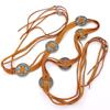 Cadena de cintura de estilo étnico retro con incrustaciones de piedra negra, cinturón de borlas de estilo indio, estilo bohemio