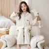 Pijama de Manga Larga de Algodón Puro para Niñas, Nuevo Estilo Primavera y Otoño, Cardigan con Solapa, Estilo Princesa, Ropa de Casa para Niña, Conjunto de Dos Piezas de Dibujos Animados