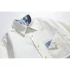 Camisa a Cuadros Retro Japonesa de Dos Piezas Falsas de Moda para Hombre Manga Larga Holgada Cs48