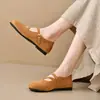 Mocasines Estilo Británico de Abuela para Mujer, Novedad Otoño 2025 Retro Gamuza Boca Baja Suela Fina Zapatos de Cuero para Viajar