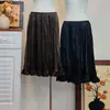 Falda midi de terciopelo plisada, elegante y versátil, estilo coreano, adelgazante, para otoño e invierno, para mujer, color negro, talla única