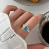 Anillo de Flor de Iris para Mujer, Vid Hueca, Anillo Abierto Azul Exquisito Versátil Apilable, Anillo para Dedo Índice Estilo Ins Moderno