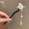 Grampo de Cabelo Flor com Franja Antigo de Alta Qualidade Novo Disco de Madeira Chinês para Cabelo Grampo de Cabelo Estilo Nacional Grampo de Cabelo Hanfu Adorno de Cabeça