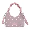 Bolsa de mão nuvem com estampa de bolinhas e design plissado, nova bolsa transversal de nicho 2026, design de moda coreana feminina bolsa bolinho