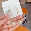 Nuevos Ganchos para Oreja con Borlas de Piedra Ojo de Gato 2023, Pendientes Largos Estilosos y de Moda para Mujer, Accesorios para Orejas de Estilo Elegante y Minimalista