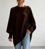 Suéter de punto oversized con cuello redondo, transfronterizo europeo y americano, otoño/invierno 2026, marca independiente, estilo holgado y relajado, suéter de color liso para mujer