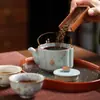 Productos Culturales y Creativos de la Ciudad Prohibida: Juego de Té de Cinco Hornos Famosos con Remaches Decorativos, Taza de Anfitrión de Alta Gama, Regalo para Personas Mayores, Maestros, Cumpleaños y Recién Casados
