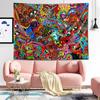 Serie Nórdica Tapiz de Pintura al Óleo Colorido Geométrico Abstracto Colgante Tela Dormitorio Decorativo Fondo Tela Sala de Estar Fondo Tela de Pared