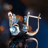 Brincos de Asas Redondos Diamantados Azul Marinho de Luxo Leve Duas Cores Mais Vendidos no Aliexpress para Mulheres, Brincos Criativos da Moda e Personalizados