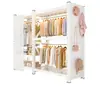 Arara de Roupas com Prateleira Aberta Guarda-Roupa Combinado Arara de Roupas de Chão Cobertura Contra Poeira Combinação de Painel Perfurado