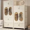 Armario Plegable para Uso Doméstico, Gabinete de Almacenamiento Multifuncional de Doble Puerta, Organizador de Ropa para Bebé en el Dormitorio, Pequeño Gabinete de Almacenamiento Armario